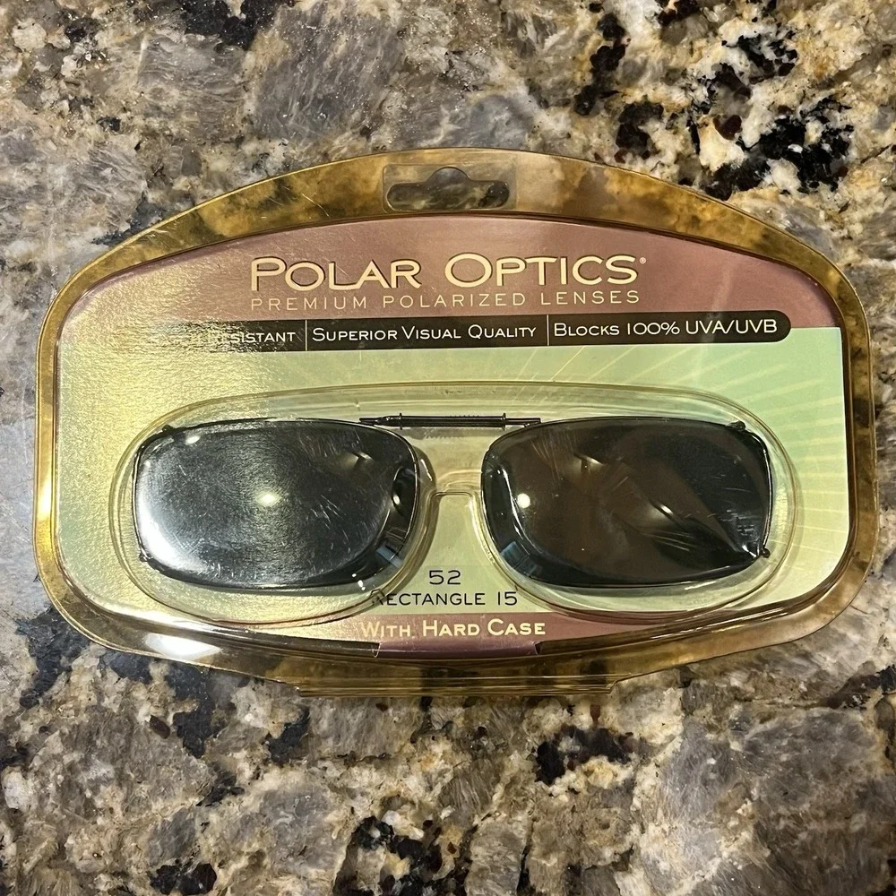 Polar Optics ClipOn Lenses / sunglasses - Polarized #52 REC 15 - with hard case